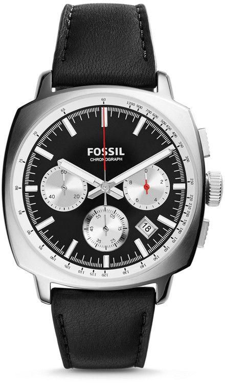 Fossil Haywood Men's Black Dial Leather Band Chronograph Watch - CH2984