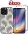 iPhone 13 Pro Max Case and Screen Protector Splendid Series 3D Cube Pattern Case and Screen Protector White