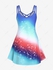 Plus Size Ombre Color Feather Print Crisscross Sundress - 5x | Us 30-32