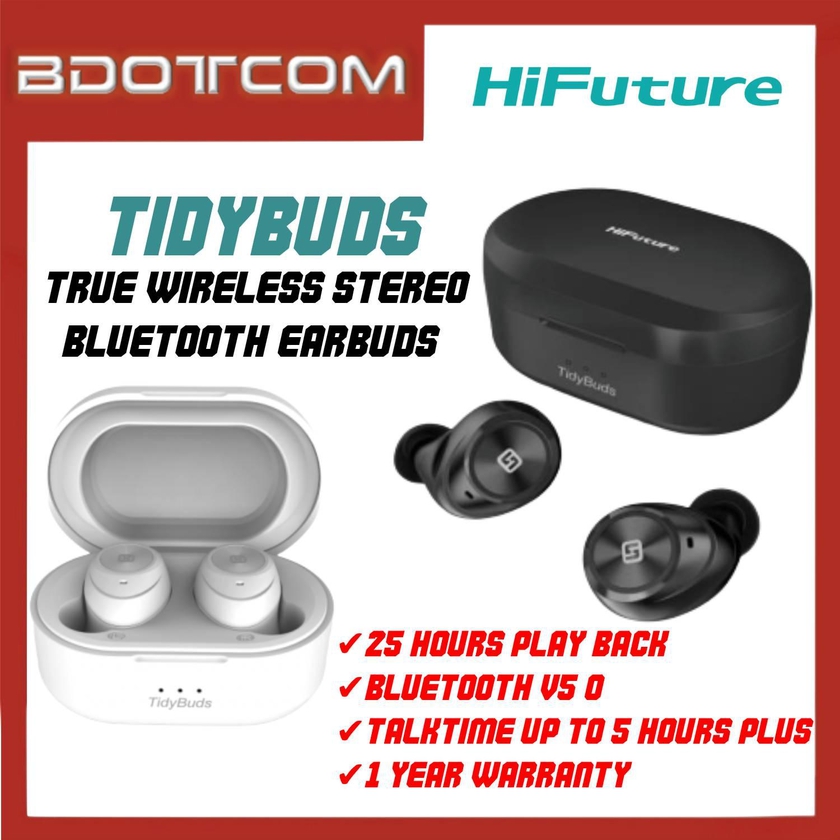 HiFuture TidyBuds True Wireless Bluetooth Earbuds Stereo Headphone with Charging Case