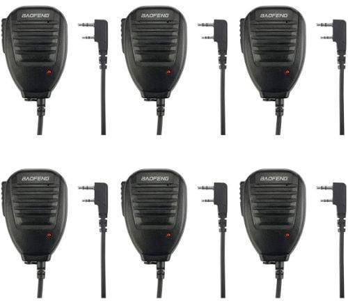 Walkie Talkie with Handheld Speaker and Mic for Baofeng, Black, 6 pcs