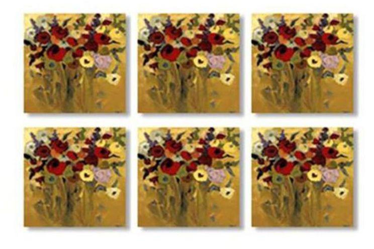 6-Piece Coaster Set Beige/Red/Yellow 9x9 centimeter