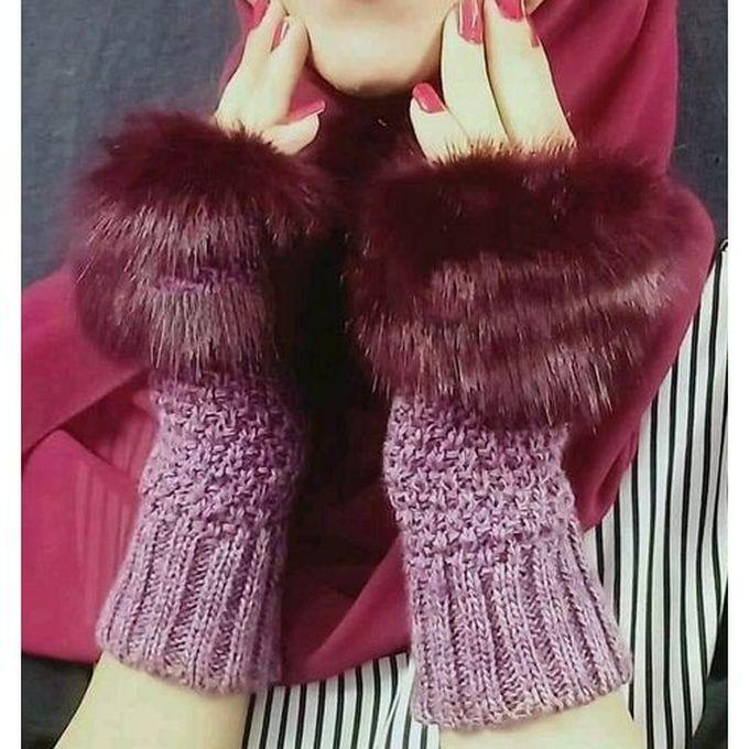 Fur Wool Glove - For Women - One Size