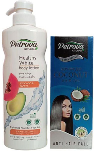 Petrova Naturals PAPAYA & AVOCADO oil Body LOTION + COCONUT Anti-Hair fall Hair Oil