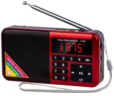 راديو FM مع مٌشغل MP3 Y-509 أحمر وأسود
