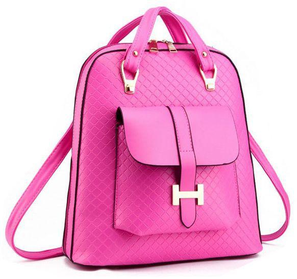 Fashion Backpacks for Women - Faux Leather, Pink