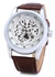 Fashion Winner W045 Men Hollow Automatic Mechanical Watch With Leather Band Rhinestone Scales