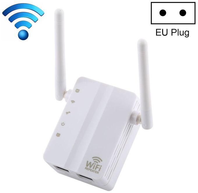 Generic 300Mbps Wireless-N Range Extender WiFi Repeater Signal Booster Network Router with 2 External Antenna, EU Plug(White)