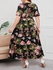 Plus Size Bloom Floral Belted Maxi Dress - Xl