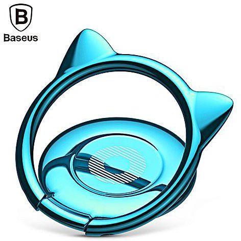 Baseus Cat Ear Ring Bracket Phone Stand Finger Grip Holder Car Mount Buckle - Blue