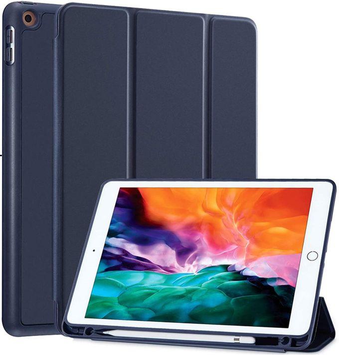 Compatible For IPad 10.2 Inch 9th/8th/7th Generation Case(2021/2020/2019) With Pencil Holder, Slim Soft TPU Smart Trifold Bue