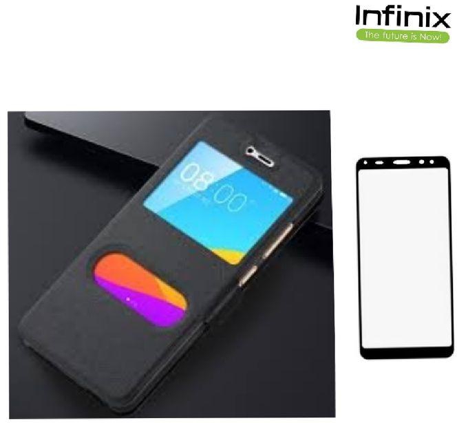 For INFINIX HOT S3 X573 Smart Flip Case With TEMPERED Glass Screen Protection