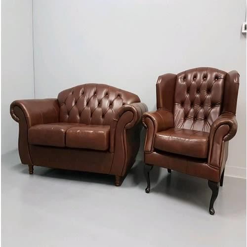 Duo Combo Leather Sofa Brown, Leather Sofa Loveseat Combo