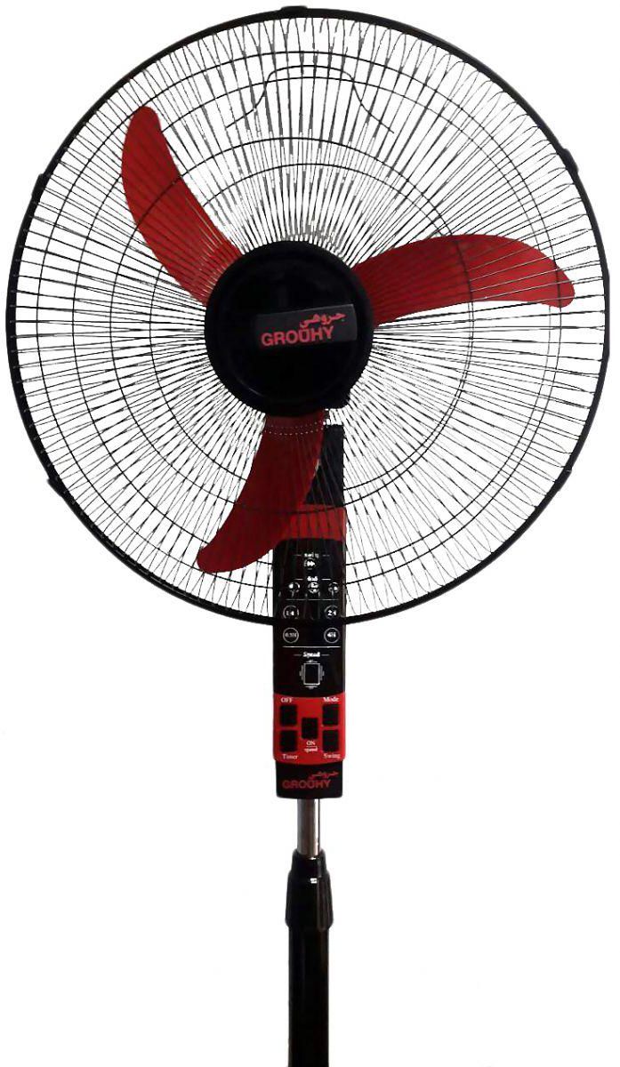 Grouhy EH-FSR-901-S Stand Fan With Remote - 18 Inch, Black Red