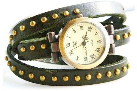 Green Double Warp Pison Leather Band For Ladies and Girls
