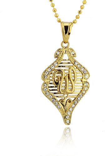 VP Jewels Women's 18K Gold Plated Fancy Shape Allah Necklace