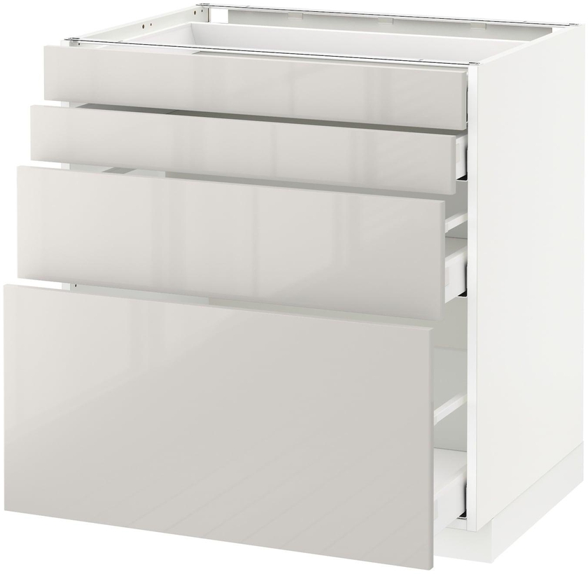 METOD / MAXIMERA Base cab 4 frnts/4 drawers - white/Ringhult light grey 80x60 cm