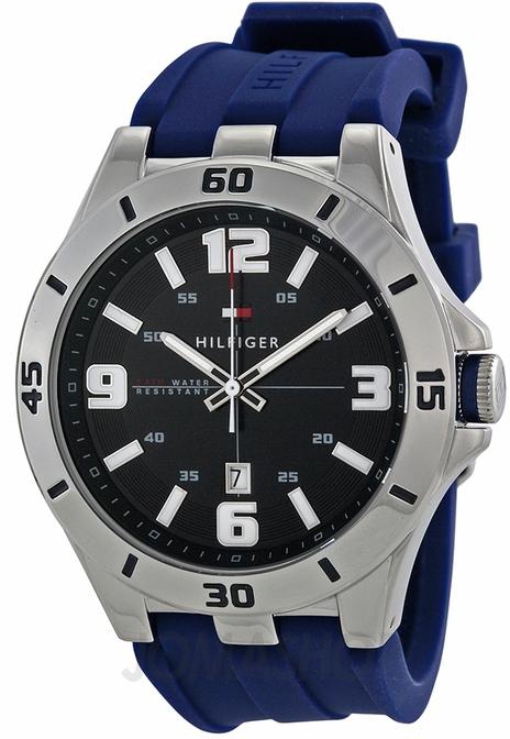 Tommy Hilfiger Drew Black Dial Red Rubber Mens Watch 1791062