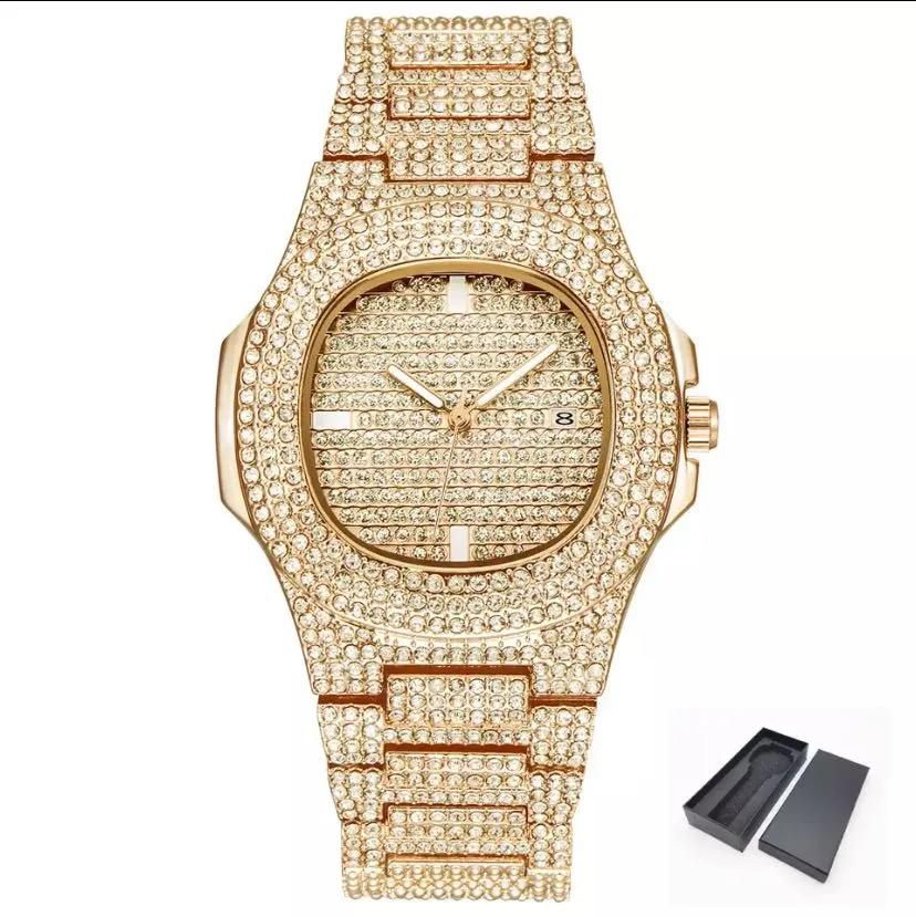 ICE-Out Bling Diamond Luxury Watch For Men Gold Hip Hop iced out watch  Quartz Watches