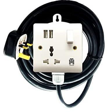 Hassan single socket USB universal power outlet extension cord (3 Meter)