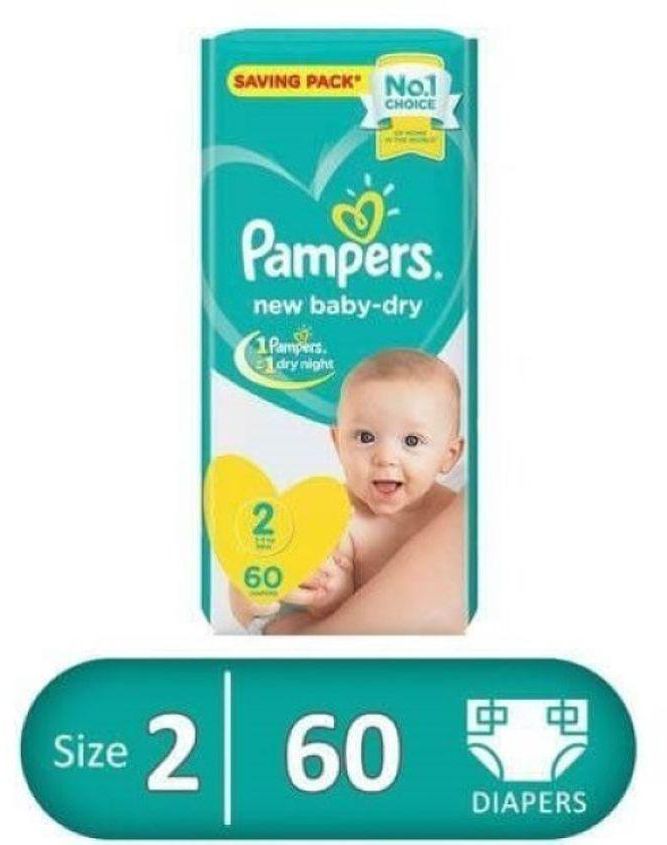 Pampers Mini Baby Diapers - Size 2 - 3-8 Kg - 60 Diapers