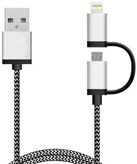 2in1 charging cable for Apple, Smaung, HTC, LG, Nokia, Blackberry, Sony - Black Line