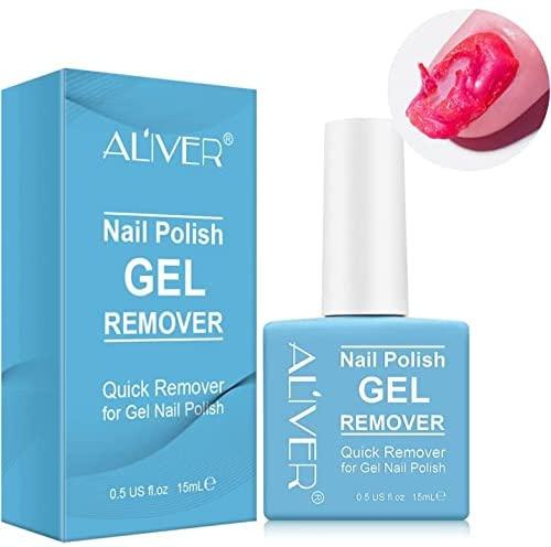 ALIVER Gel Nail Polish Remover, Effective Gel Polish Remover, Quickly & Easily Removes Gel Nail Polish Within 2-5 Minutes - No Need For Foil, Soaking or Wrapping, Non-Irritating, 0.5 Fl Oz (X1001)
