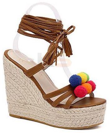 550-1 Ethnic Style Women's Sandals With Pompon Design