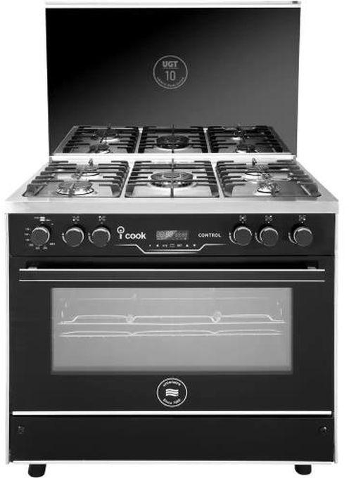 Unionaire C69SS-GC-511-ICS2F-IS-2W-AL Free Standing Full Safety Gas Cooker - 90×60 cm - 5 Burners- Black & Silver