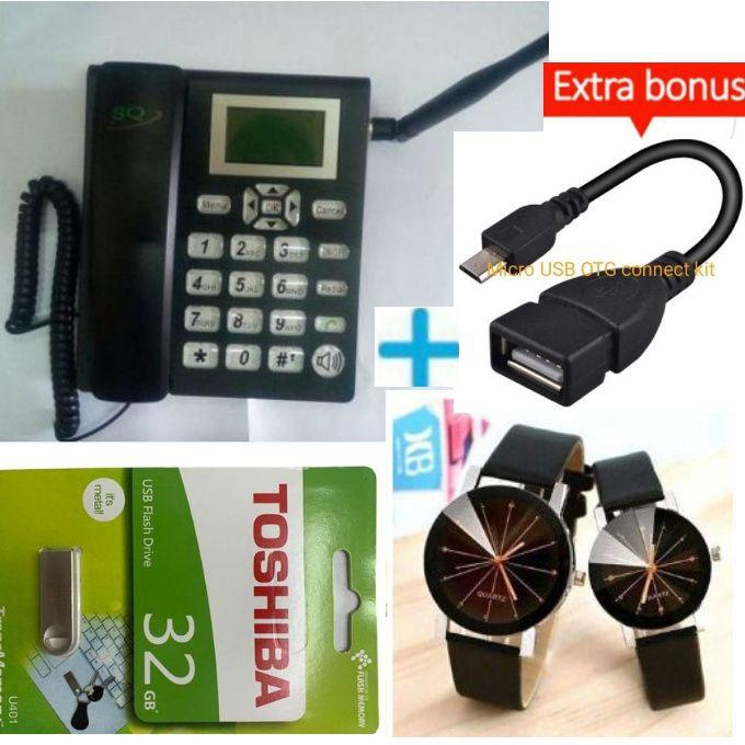 SQ LS820 - Desktop Phone, Fixed Wireless Office And Home -Black + Extra Bonus.