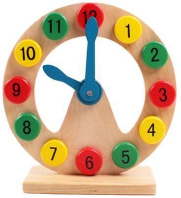 Generic Wooden Educational Hollow Wall Digital Clock For Children - Multicolor