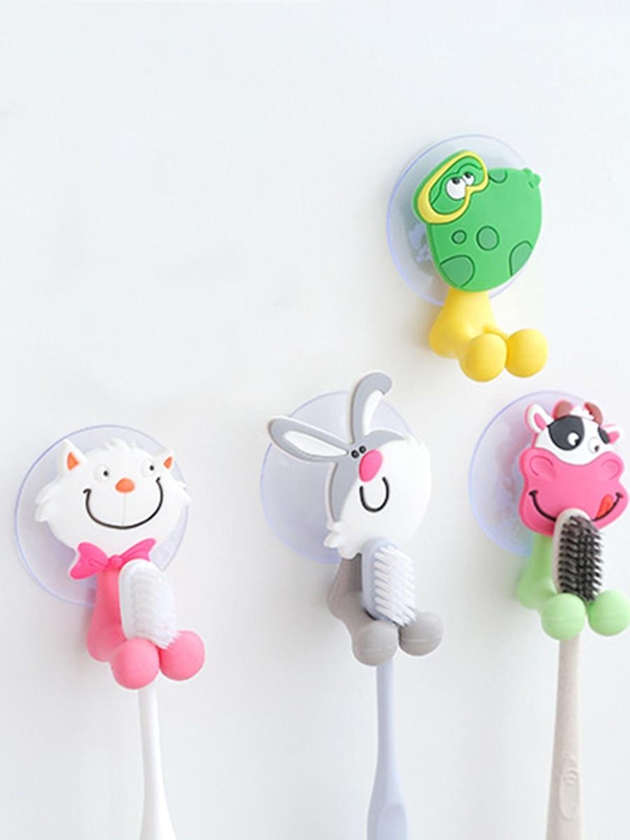 1Pc Wall Mounted Toothbrush Holder Cartoon Likable Animals Design Rack