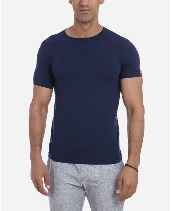 Cottonil Round Neck Under Shirt - Navy Blue