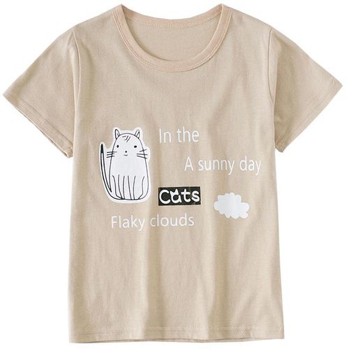Toddler Boy's Sleep Top Cartoon Cat Pattern Comfortable T-Shirt