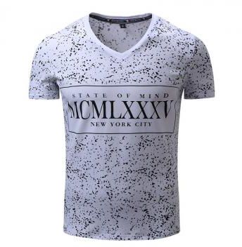V-Neck Short Sleeve Print Dot Shirt Men Fashion Design Cotton Tops Tees oversized shirt men Hot 004 m