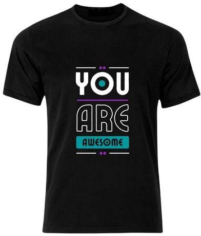 You are Awesome Graphic Crew Neck Casual Slim-Fit Premium T-Shirt Black