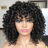 Fashion Curly Headband Shoulder Length Wavy Wig With Closure For Ladies Black