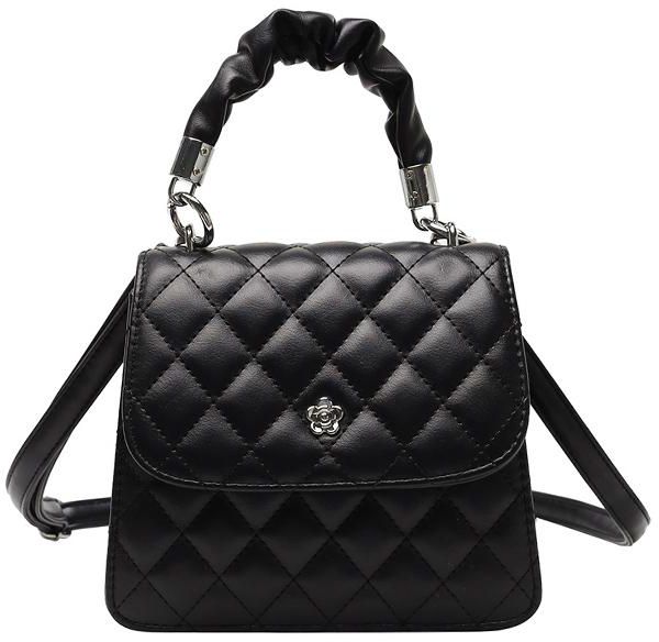 Kime Pleated Handle Sling Bag BG33836 (Black - White)