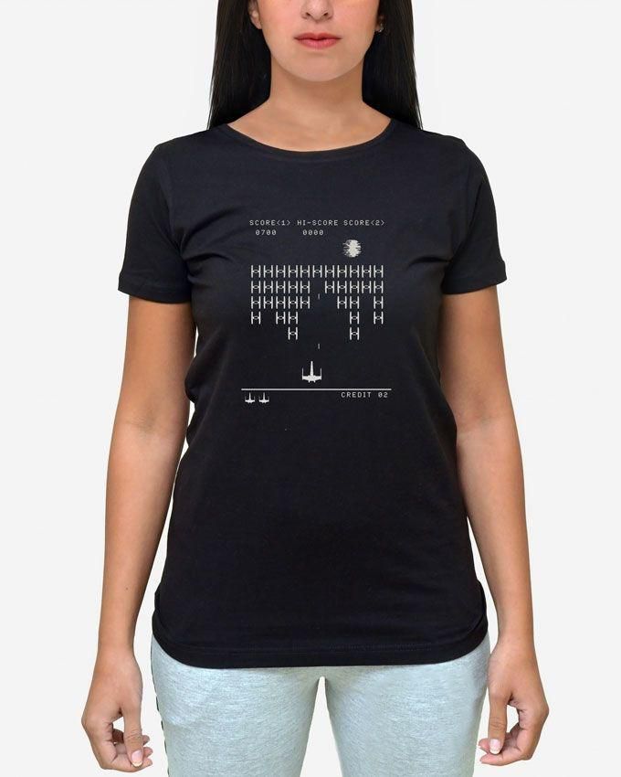 Printed Space Invader: Game T-Shirt - Black