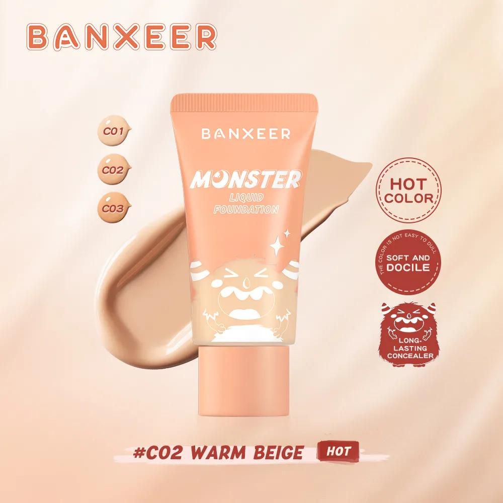 BANXEER Foundation Cream for Face Concealer 30g Oil-control Moisturize Anti Dark Circles High Coverage Foundation Waterproof