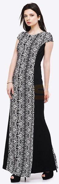 Seden Viscose Long Dress with short Sleeve Women's Dress (1528033101)
