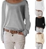 Fashion Women Oversized Loose Long Sleeve T-Shirt Baggy Plus Tops Casual Solid T Shirt