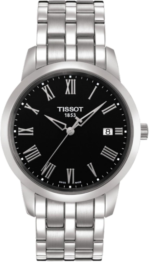 Men's Tissot Swiss Black dial stainless Steel Roman Number