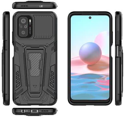 Xiaomi Redmi note 10 4G / Redmi Note 10s Rugged Ironman Protective Cover - With Kickstand - Black