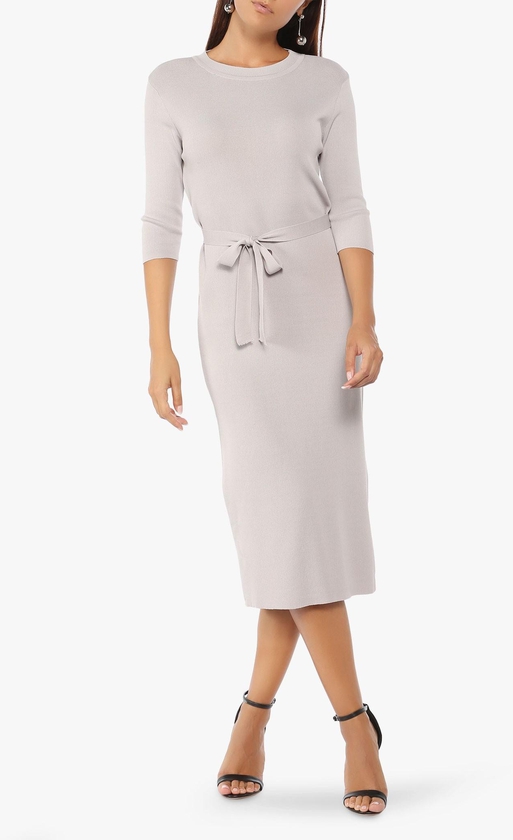 Grey Knit Midi Dress