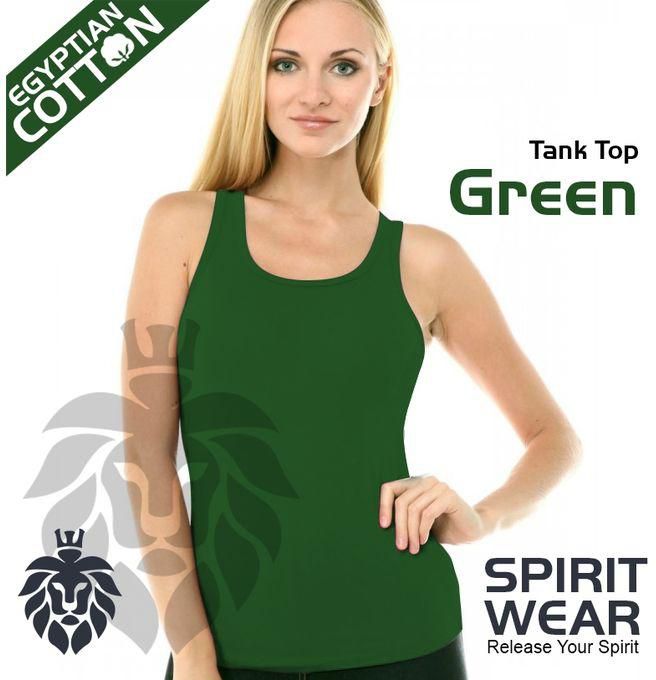 Spirit Wear تانك توب قطن حمالة عريضة - أخضر