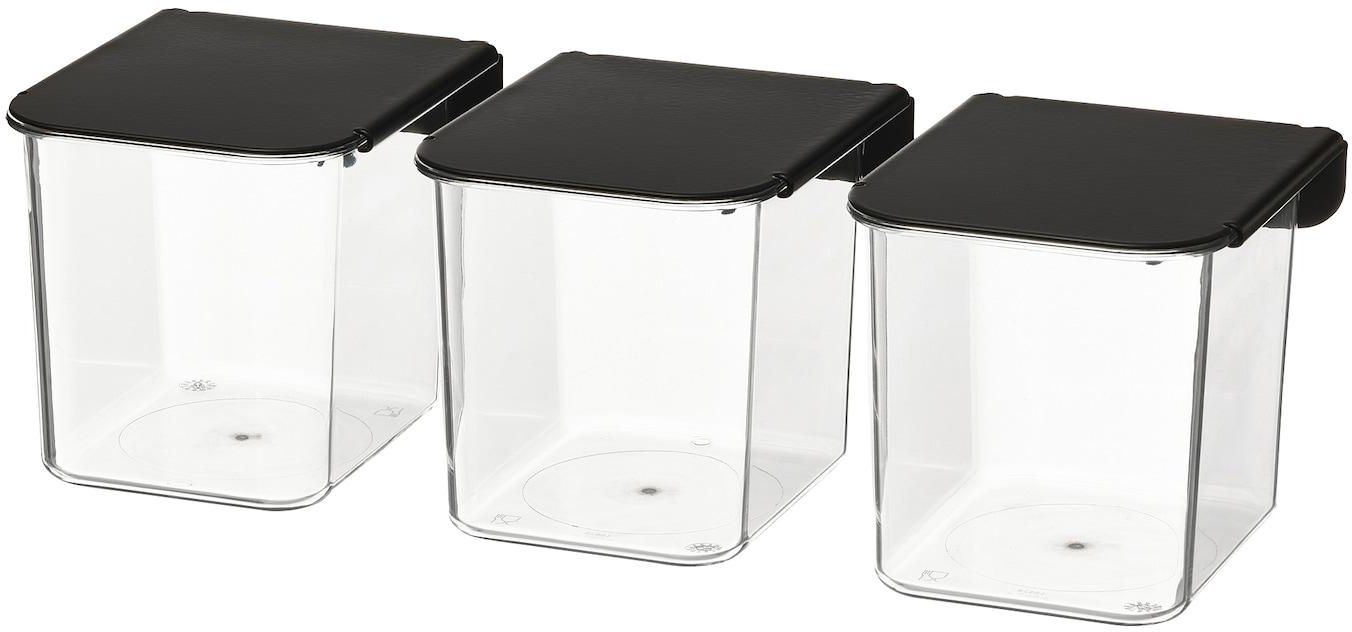 SKÅDIS Container with lid - transparent/black