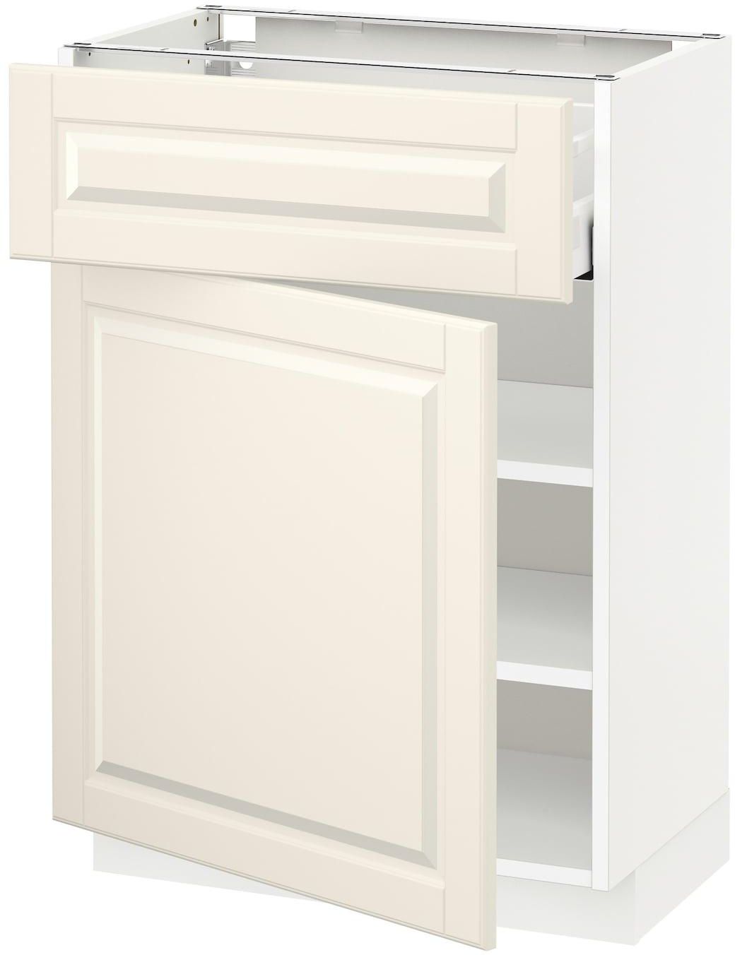 METOD / MAXIMERA Base cabinet with drawer/door - white/Bodbyn off-white 60x37 cm