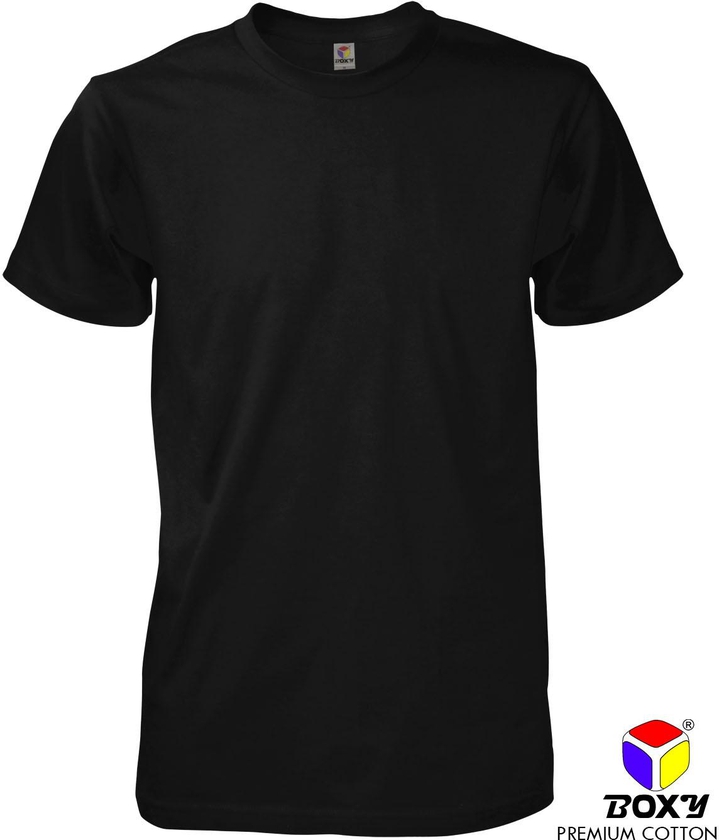 Boxy Premium Cotton Round Neck Plain T-shirt - 7 Sizes (Black)
