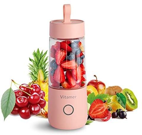 EQURA Portable Blender, USB Rechargeable Juicer Cup, 300mL Waterproof Fruit Mixing Machine Baby Travel Home Office Sports Outdoors